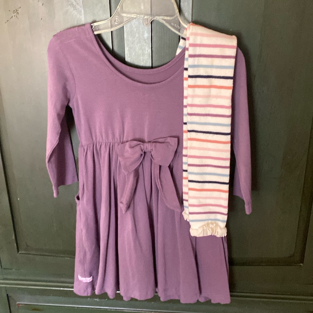 Ruffle Butts bow-back dress with matching ruffle bottom tights